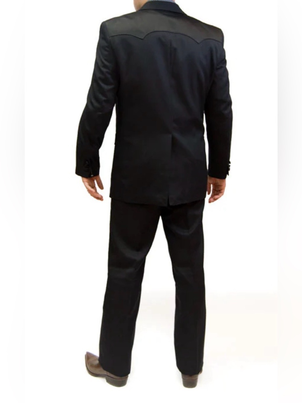 Classic Western Black and Leather Men's Suit Jacket and Trousers